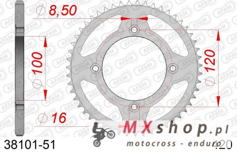 AFAM 2026/04 ZĘBATKA TYLNA 4453 51 BETA 50 RR ENDURO / ENDURO RACING / ENDURO SPORT '18-'19 (JTR1141.51) (ŁAŃC. 420)