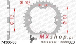 AFAM 2026/04 ZĘBATKA TYLNA 4485 38 KYMCO KXR, KXU, MAXXER, MXU 250/300 '02-'15 (JTR1072.38) (ŁAŃC. 520)