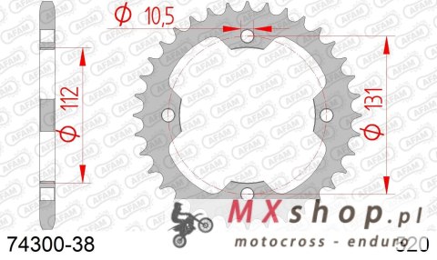 AFAM 2026/04 ZĘBATKA TYLNA 4485 38 KYMCO KXR, KXU, MAXXER, MXU 250/300 '02-'15 (JTR1072.38) (ŁAŃC. 520)