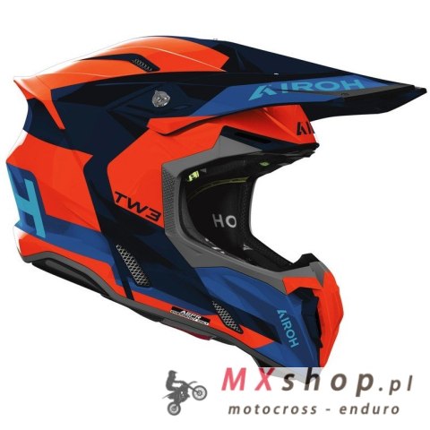 AIROH KASK CROSS / ENDURO / ATV / QUAD TWIST 3 FANCY BLUE ORANGE KOLOR CZARNY/POMARAŃCZOWY/NIEBIESKI ROZMIAR M