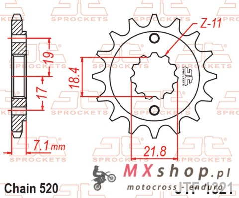 JT ZĘBATKA PRZEDNIA 2067 14 HONDA CRF 250 '13-'21, CRF 300 '21-'25, CBF 250 R '11-'19, CB 300 F / R '15-'25, CBR 300 R '14-'22, 