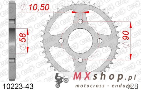 AFAM 2026/04 ZĘBATKA TYLNA 269 43 HONDA CG 125 '02-'05, CM 125 '82-'97, CB 125T '82-'88, DAELIM VC 125 '96-'99 (JTR269.43) (ŁAŃC