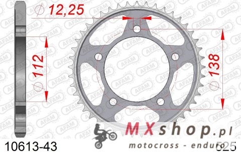 AFAM 2026/04 ZĘBATKA TYLNA 4357 43 HONDA CB 600 HORNET '07-'13, CBR 600F '97-'98, '11-'14, CBF 600 '04-'07 (JTR1304.43) (ŁAŃC. 5