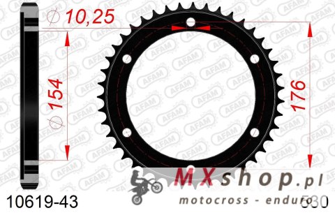 AFAM 2026/04 ZĘBATKA TYLNA 4434 43 HONDA VFR750, VFR800 V-TEC '02-'14, VFR800X CROSSRUNNER '11-'15 (JTR1340.43) (ŁAŃC. 530)