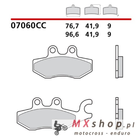 BREMBO 2026/05 KLOCKI HAMULCOWE KH418 SCOOTER CARBON CERAMIC CC (PÓŁMETALICZNE) PRZÓD/TYŁ (ECE R90)