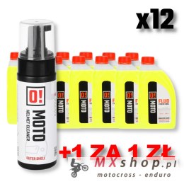 OMOTO ZESTAW 12 SZTUK PŁYN DO CHŁODNIC 1L O! FLUO XTREME COOL + OMOTO PIANKA DO MYCIA KASKU 150ML O! FOAM FRESH HELMET CLEANER