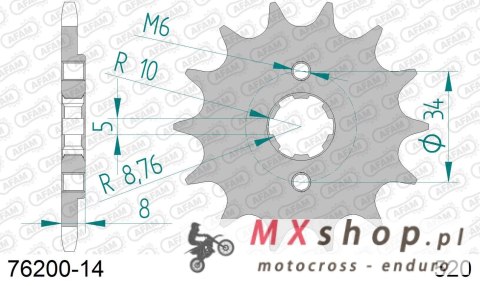 AFAM 2026/04 ZĘBATKA PRZEDNIA 279 14 HONDA CRF 230F 03-19, XL 125 V '01-'13, VT 125C '99-'07, NSR125 '93-'02 (JTF327.14) (ŁAŃC. 