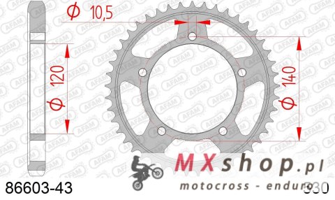AFAM 2026/04 ZĘBATKA TYLNA 4409 43 SUZUKI GSF 1250 '06-'16, GSXR 1000/1300 (JTR1800.43) (ŁAŃC. 530)