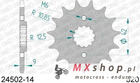 AFAM 2026/06 ZĘBATKA PRZEDNIA 523 14 KAWASAKI EL 250/252 '88-'03, KLX 250 S '09-'15, KLR 250/600 (-1) (ŁAŃC. 520) (JTF516.14)