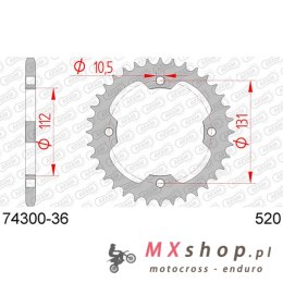 AFAM 2026/06 ZĘBATKA TYLNA 4485 36 (448536) KYMCO KXR, KXU, MAXXER, MXU 250/300 '02-'15 (ŁAŃC. 520) (JTR1072.36)