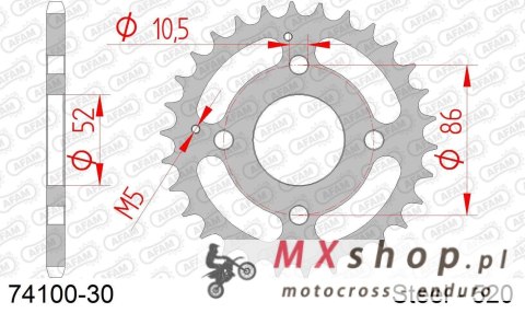 AFAM 2026/06 ZĘBATKA TYLNA 4621 30 KYMCO MXU/MXR50/150 '02-'13 (ŁAŃC. 520) (JTR1071.30)