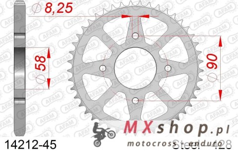 AFAM 2026/06 ZĘBATKA TYLNA 4669 45 SUZUKI GSXR 125 17-18, GSX 125 S 17-18 (ŁAŃC. 428) ( OTWÓR NA ŚRUBĘ 8,5MM ) (JTR803.45)