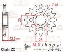 JT ZĘBATKA PRZEDNIA 2344 17 APRILIA TUAREG 660 '21-'24, TUONO 660 '21-'26, RS 660 '21-'24 (234417JT) (ŁAŃC. 520)