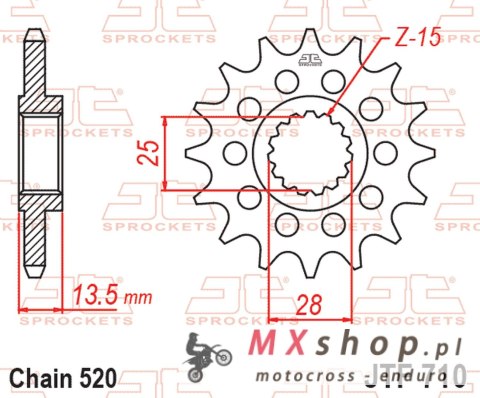 JT ZĘBATKA PRZEDNIA 2344 17 APRILIA TUAREG 660 '21-'24, TUONO 660 '21-'26, RS 660 '21-'24 (234417JT) (ŁAŃC. 520)