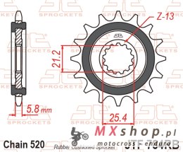 JT ZĘBATKA PRZEDNIA Z GUMĄ CF MOTO NK 650 '16-'24, CL-X 700 '21-'25, BENELLI TRK 702 / X EURO 5 '23-'24, (ŁAŃC. 520)