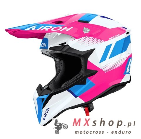 AIROH KASK CROSS / ENDURO / ATV / QUAD WRAAAP VISION KOLOR BIAŁY/NIEBIESKI/RÓŻOWY ROZMIAR XS