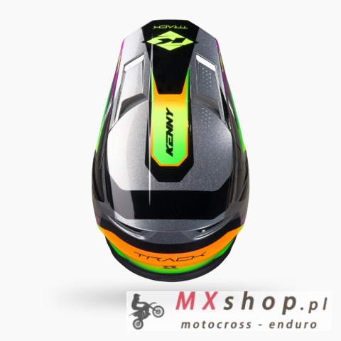 KENNY RACING KASK CROSS/ENDURO TRACK GRAPHIC + FOCUS NEON KOLOR CZARNY/SZARY/ŻÓŁTY FLUO ROZMIAR S